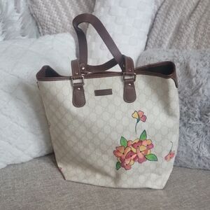 GUCCI GG Supreme Tote Bag PVC Leather .. Authentic
